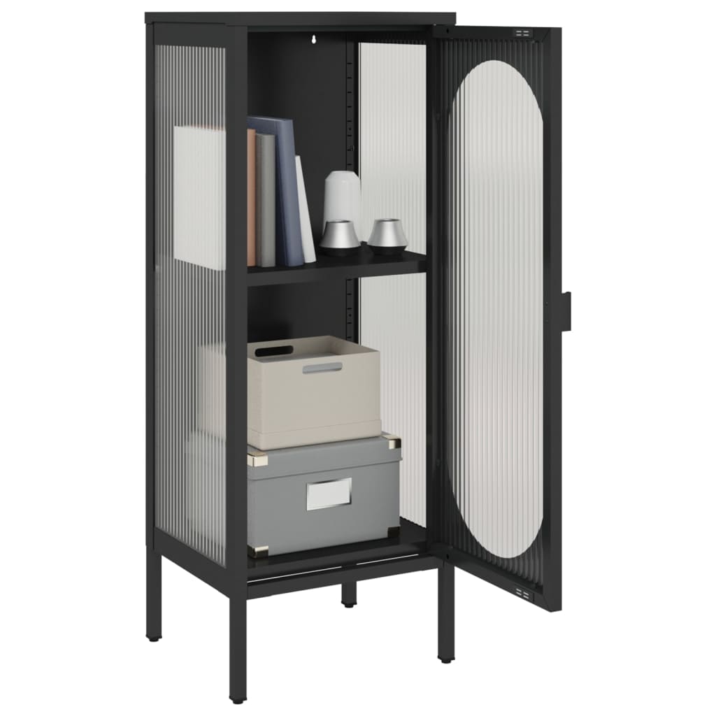 Buffet noir 40x35x105 cm verre et acier - XIOS