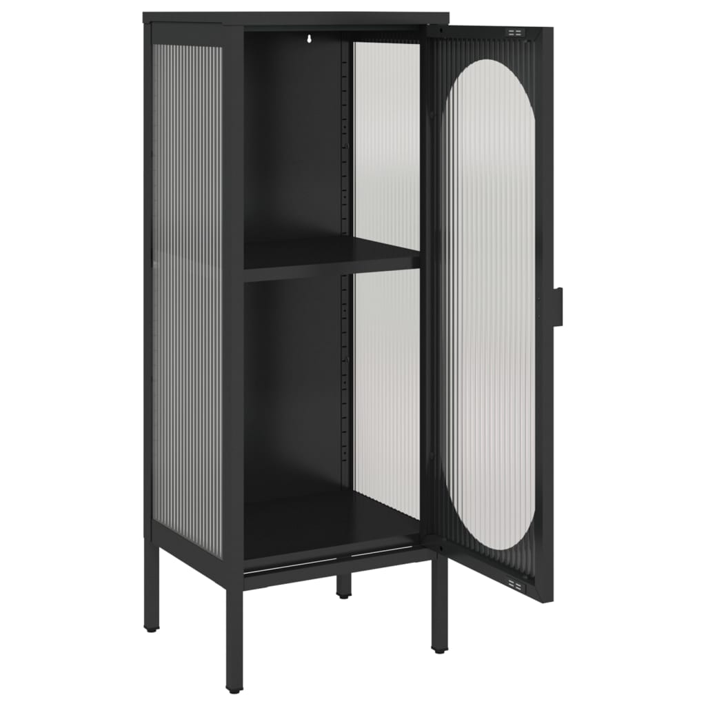 Buffet noir 40x35x105 cm verre et acier - XIOS