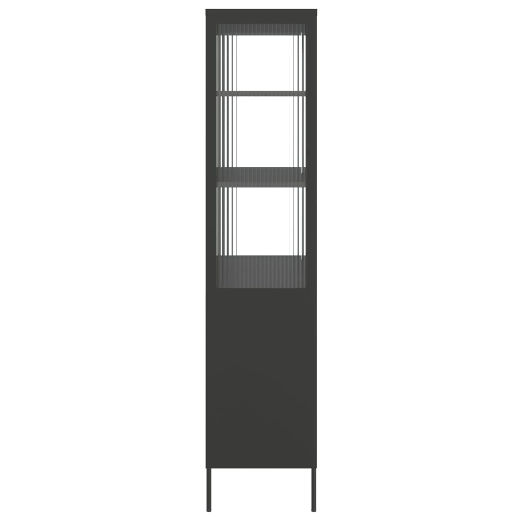 Buffet haut noir 90x40x180 cm verre et acier - XIOS