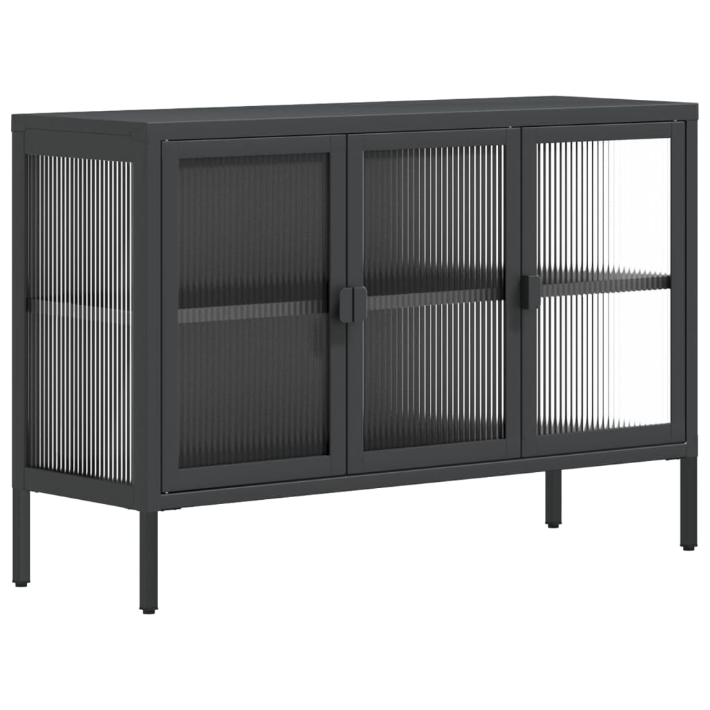 Buffet noir 105x35x70 cm verre et acier - XIOS