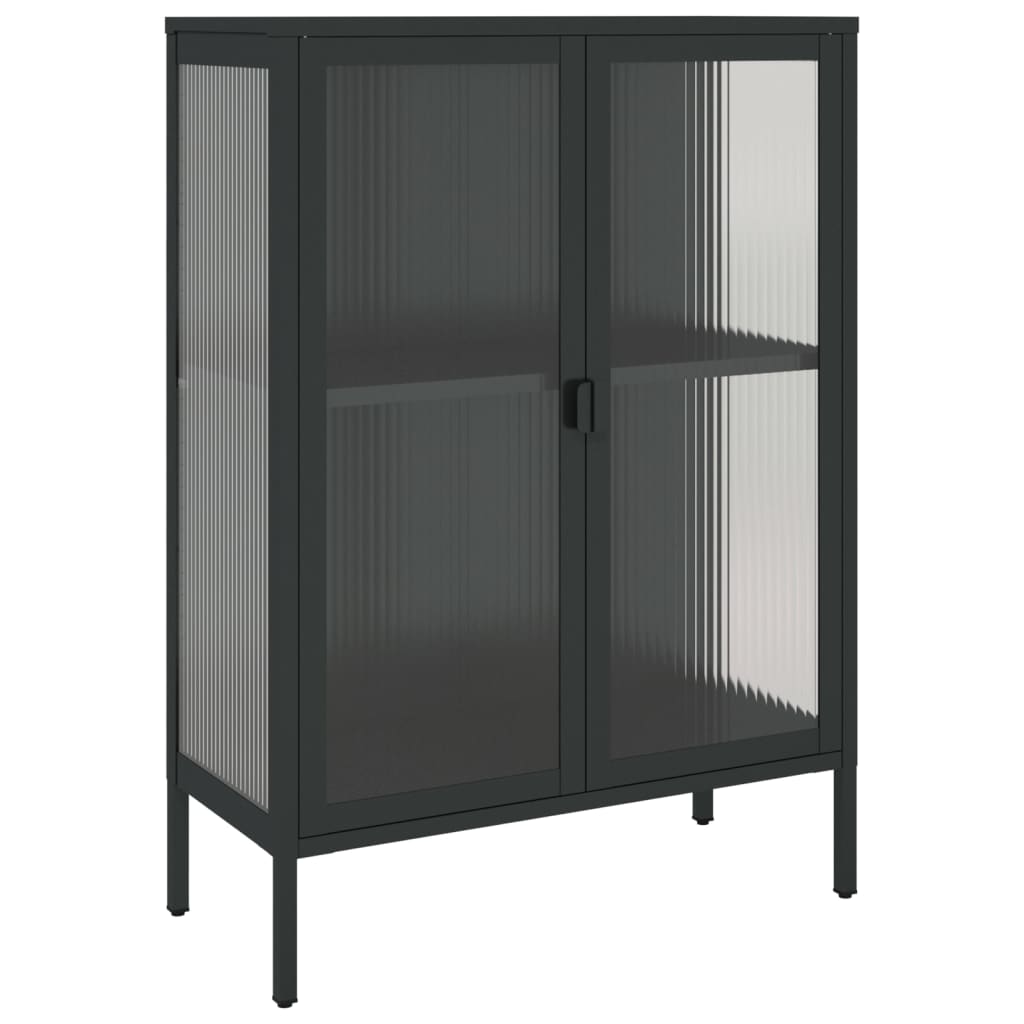 Buffet noir 75x35x105 cm verre et acier - XIOS