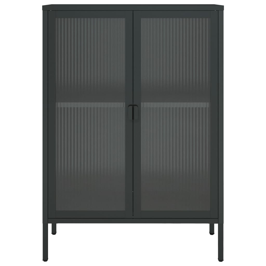 Buffet noir 75x35x105 cm verre et acier - XIOS
