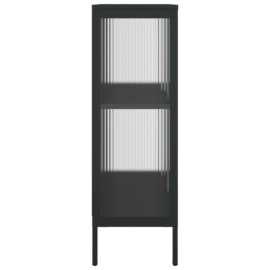 Buffet noir 75x35x105 cm verre et acier - XIOS