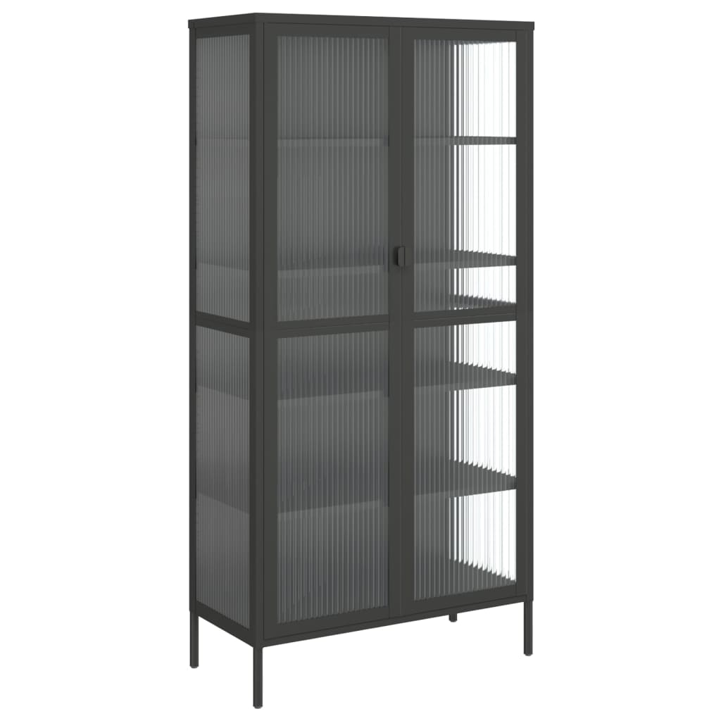 Buffet haut noir 85x40x180 cm verre et acier - XIOS