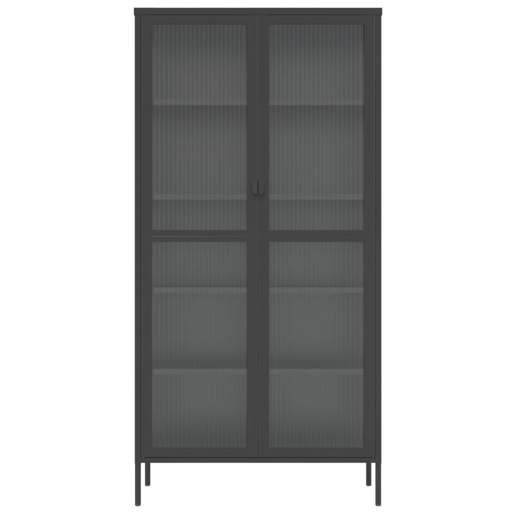 Buffet haut noir 85x40x180 cm verre et acier - XIOS