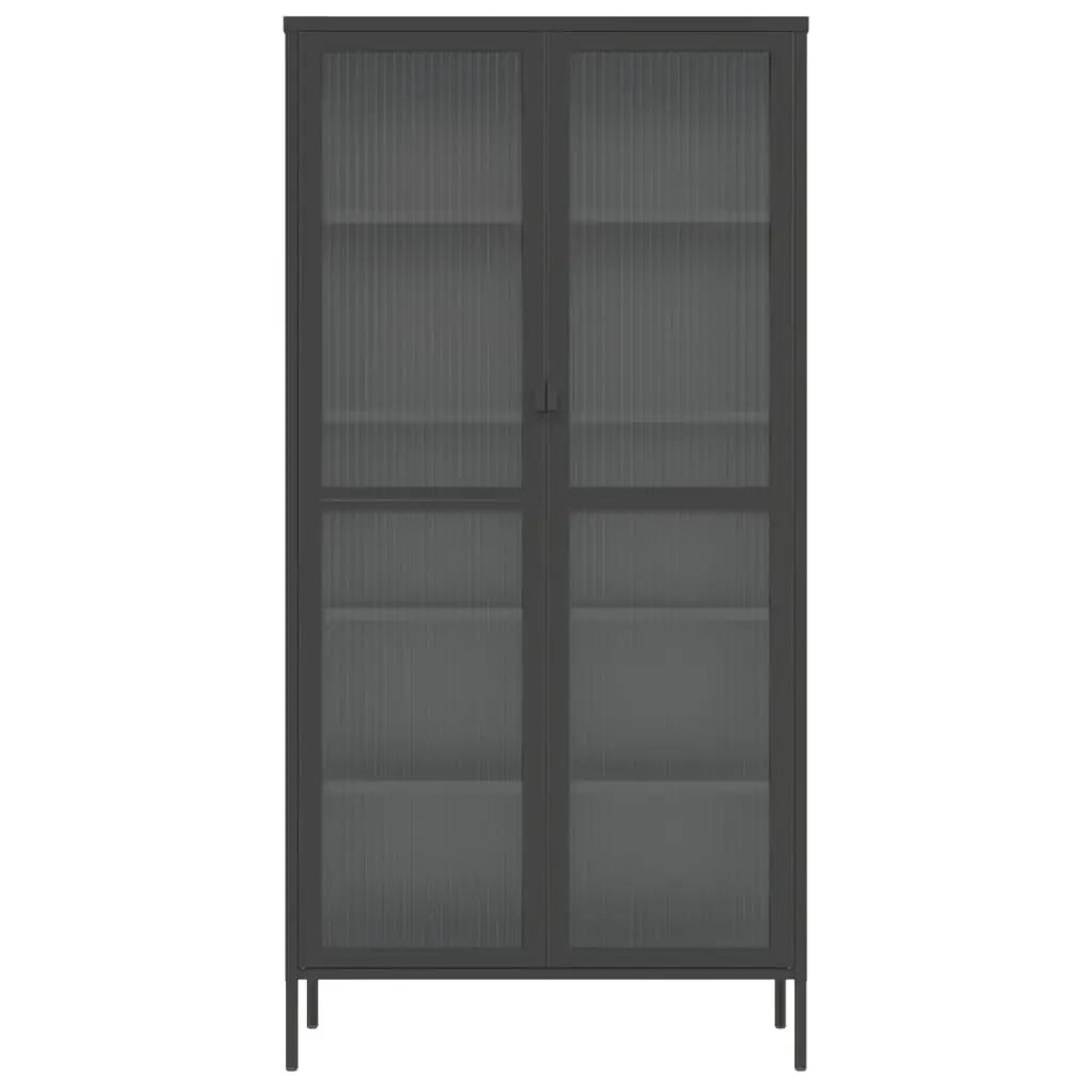 Buffet haut noir 85x40x180 cm verre et acier - XIOS
