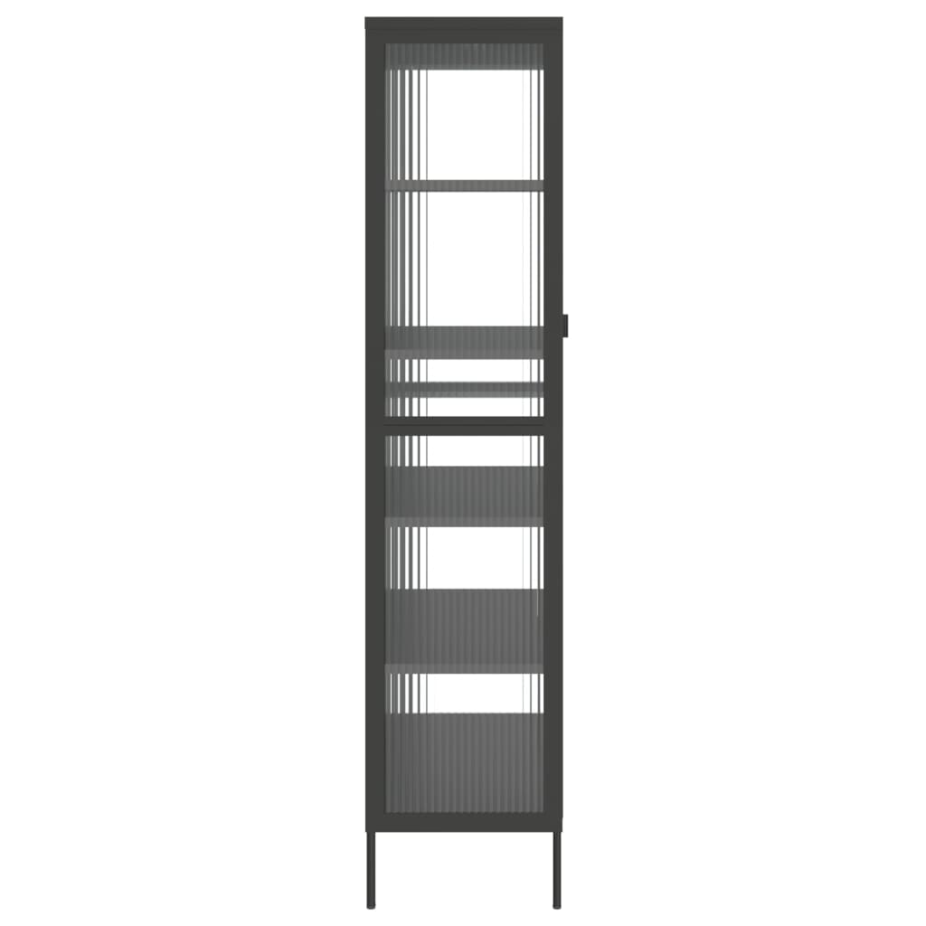 Buffet haut noir 85x40x180 cm verre et acier - XIOS