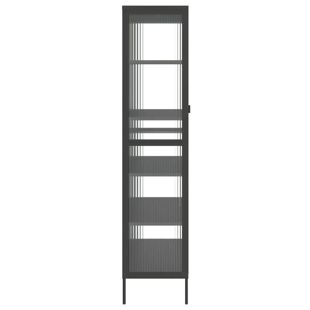 Buffet haut noir 85x40x180 cm verre et acier - XIOS