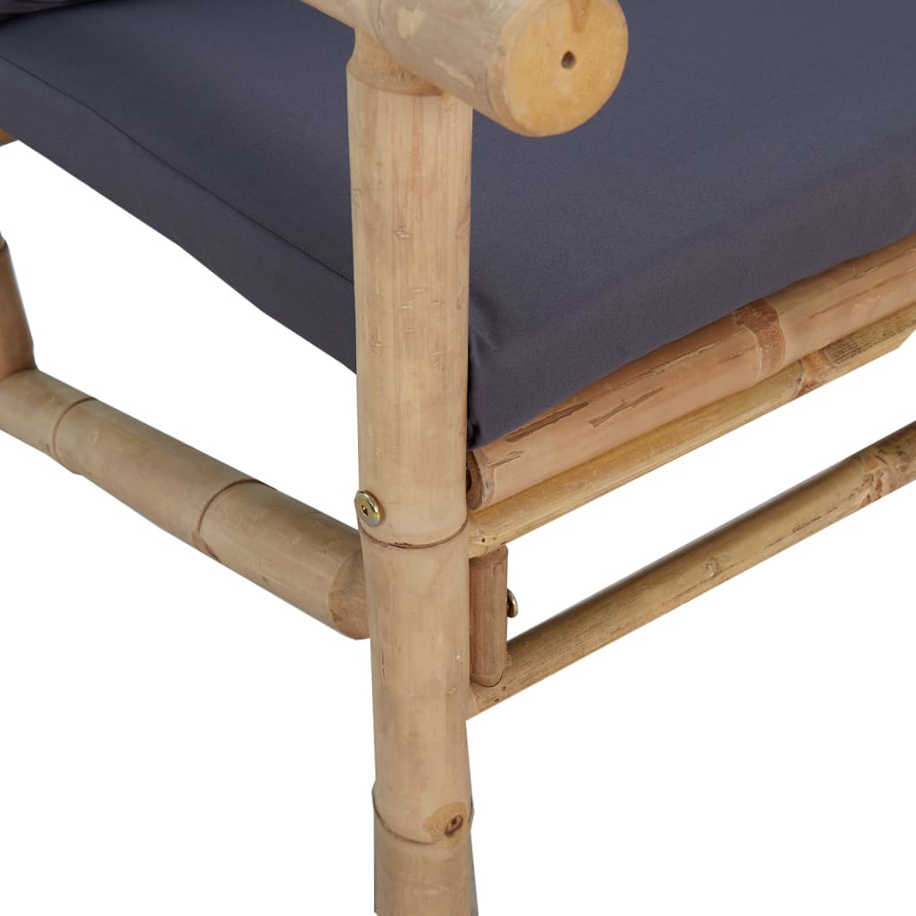 Salon de jardin 5 pcs avec coussins gris foncé bambou