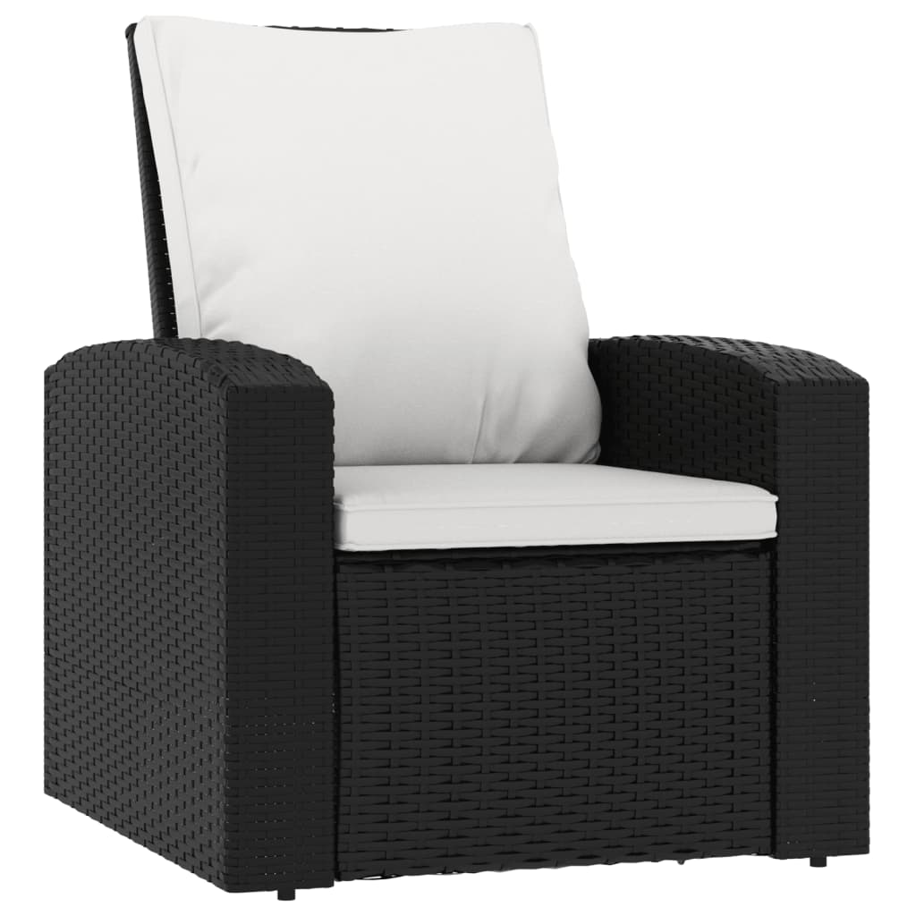 Fauteuil inclinable de jardin avec coussins noir résine tressée Chaises de jardin vidaXL