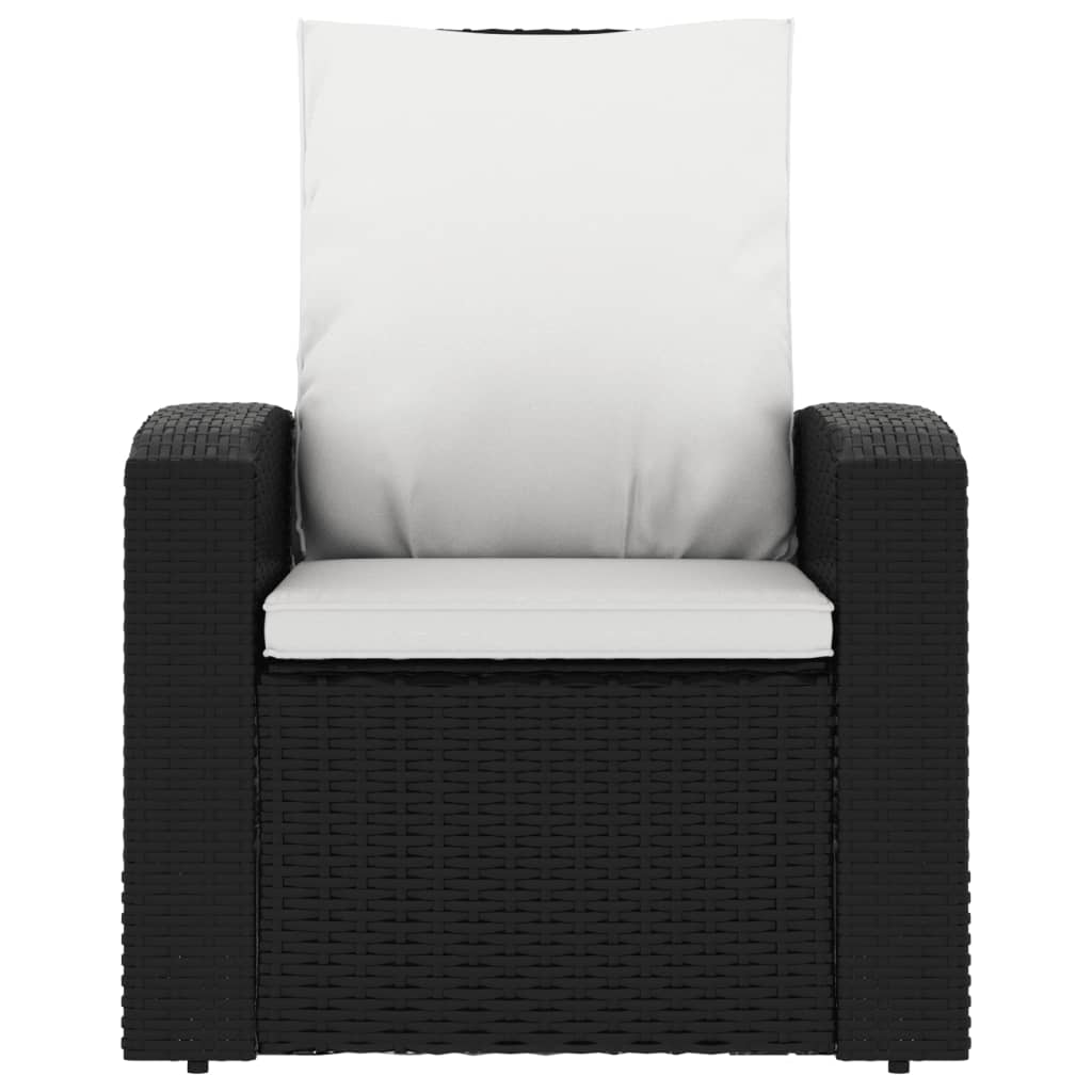 Fauteuil inclinable de jardin avec coussins noir résine tressée Chaises de jardin vidaXL