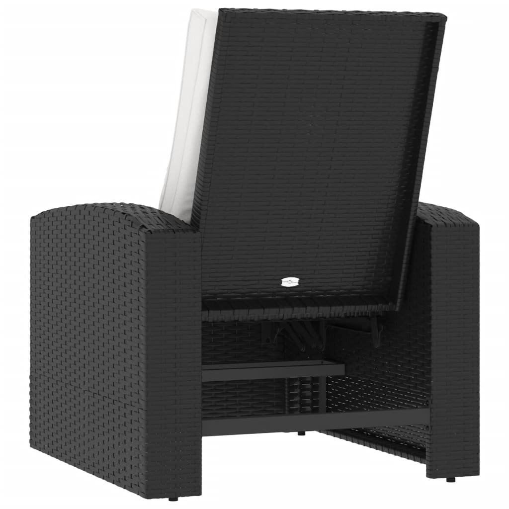 Fauteuil inclinable de jardin avec coussins noir résine tressée Chaises de jardin vidaXL