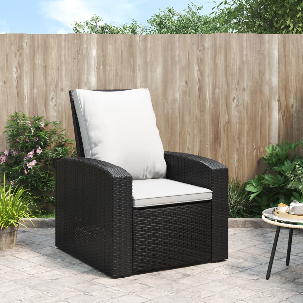 Fauteuil inclinable de jardin avec coussins noir résine tressée Chaises de jardin vidaXL
