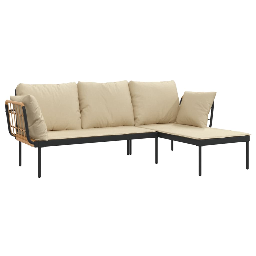 Salon de jardin 3 pcs avec coussins beiges résine tressée - XIOS