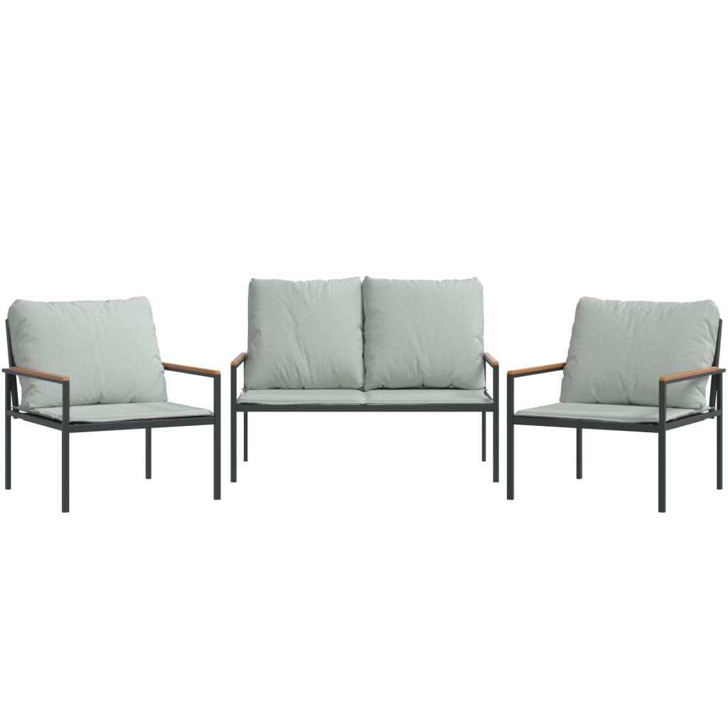 Salon de jardin avec coussins 3 pcs anthracite acier - XIOS