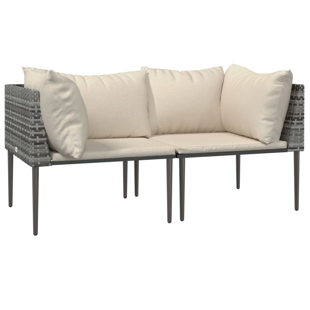 Salon de jardin 3 pcs avec coussins Gris Résine tressée - XIOS