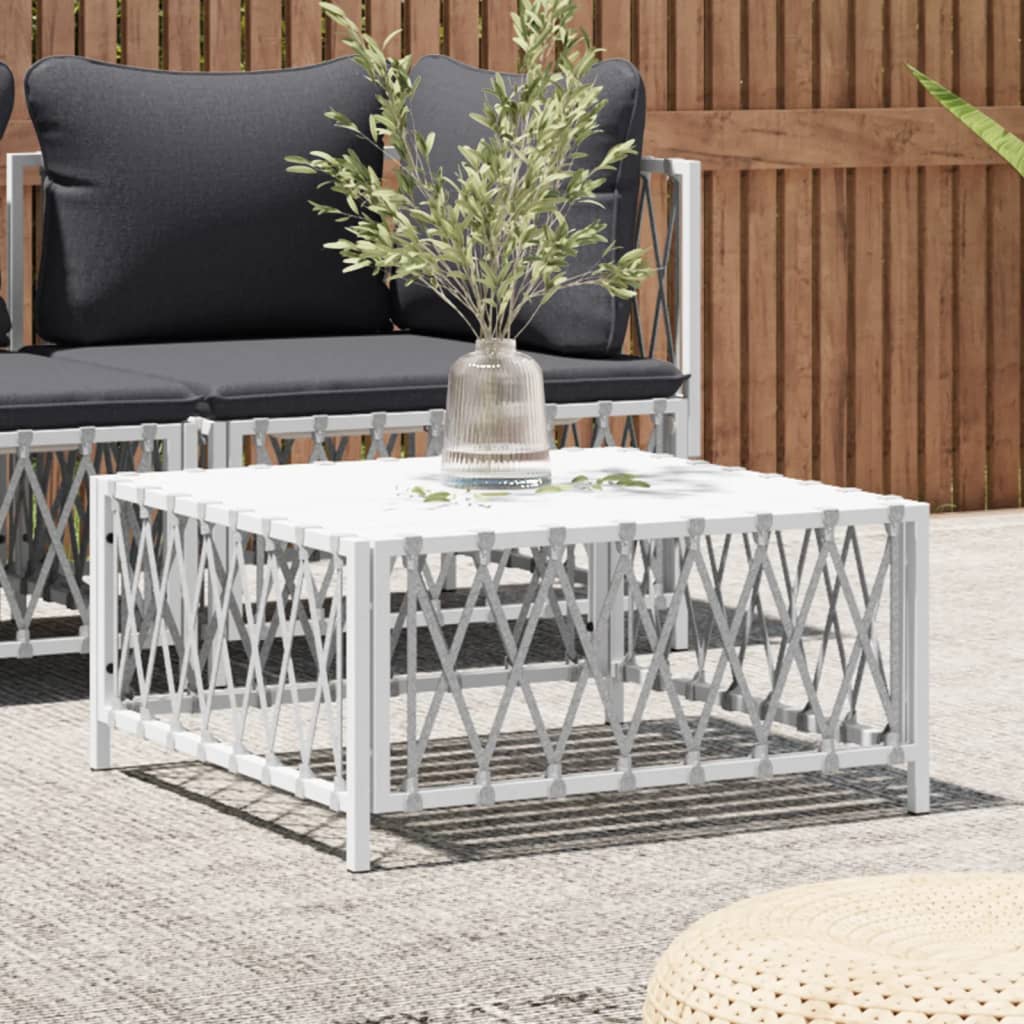 Table de jardin blanc 70x70x34 cm tissu tissé Éléments pour canapés modulables de jardin vidaXL