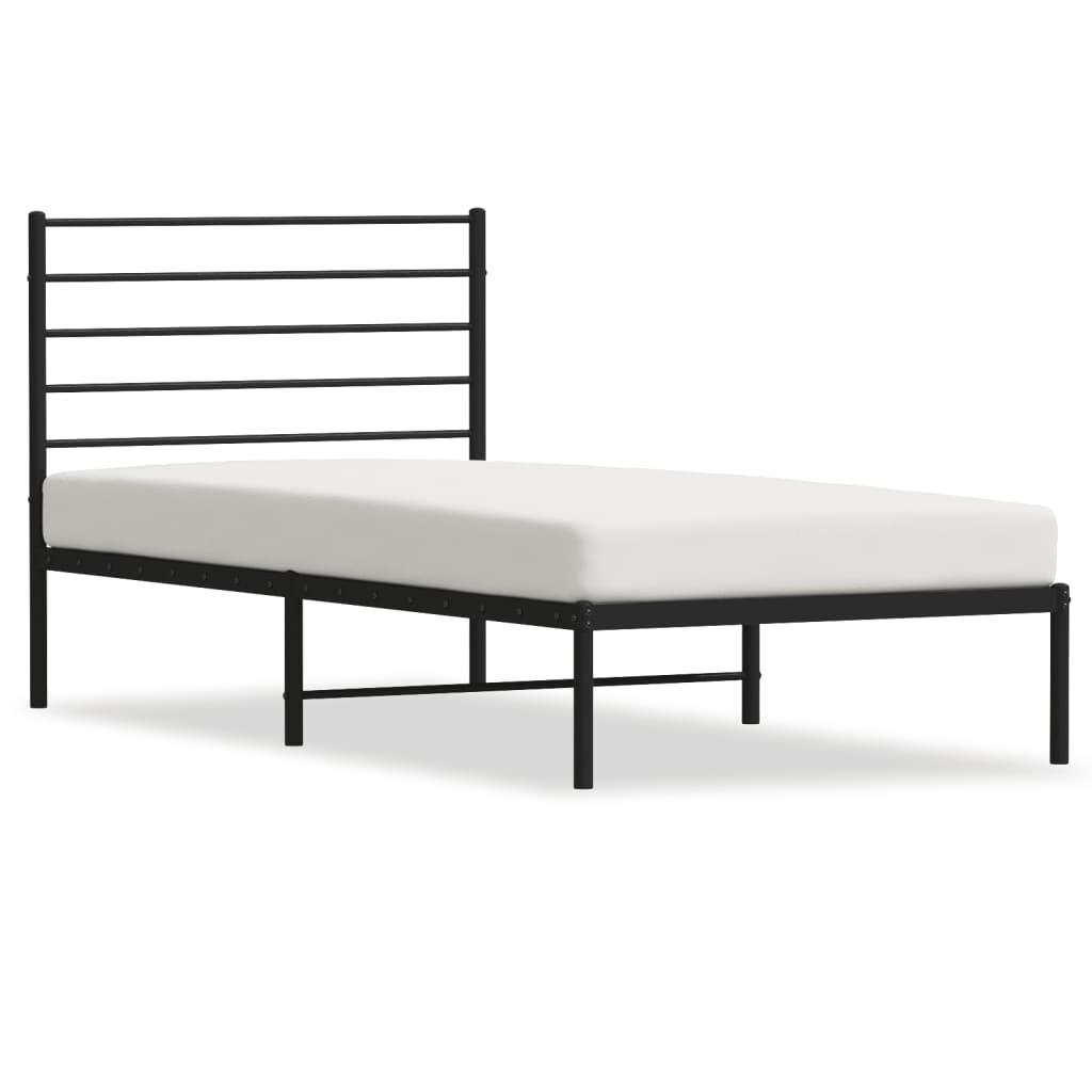 Cadre de lit métal sans matelas avec tête de lit noir 75x190 cm - XIOS