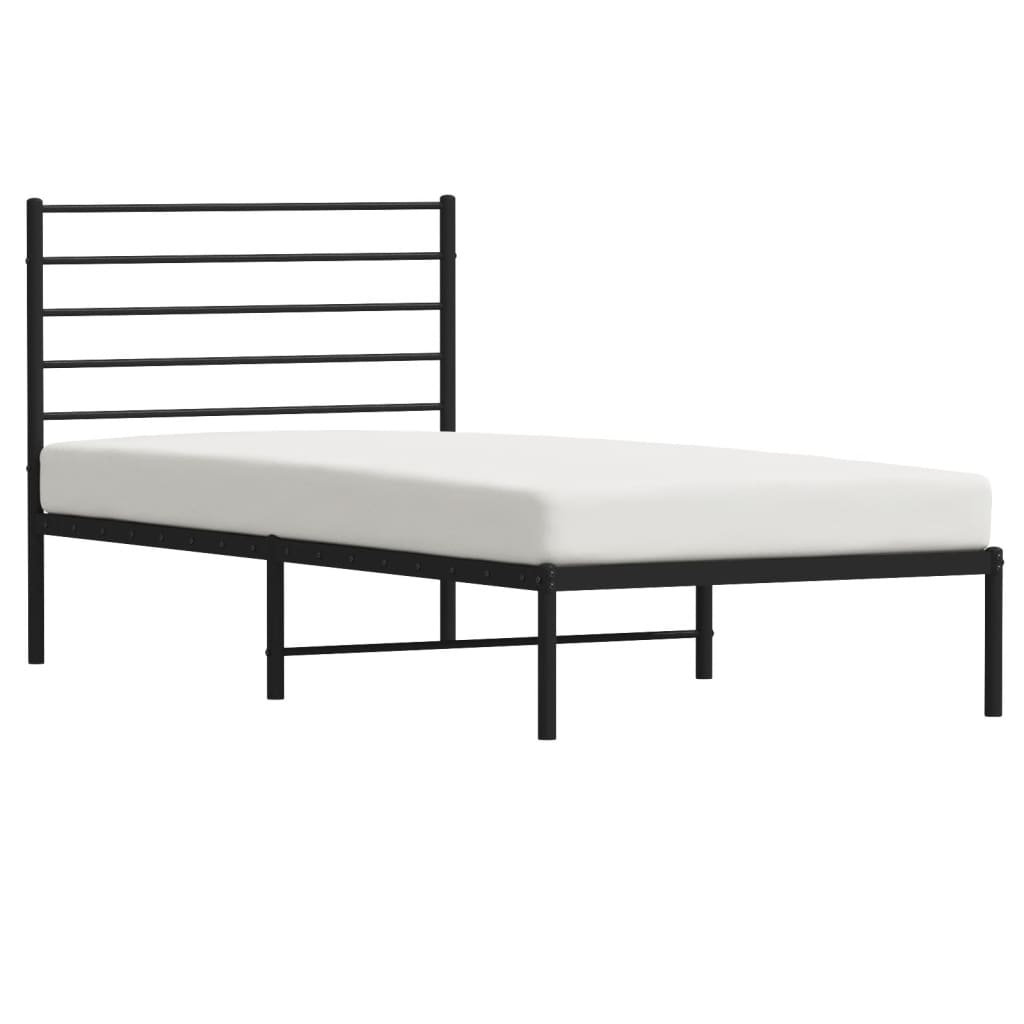 Cadre de lit métal sans matelas avec tête de lit noir 90x200 cm - XIOS