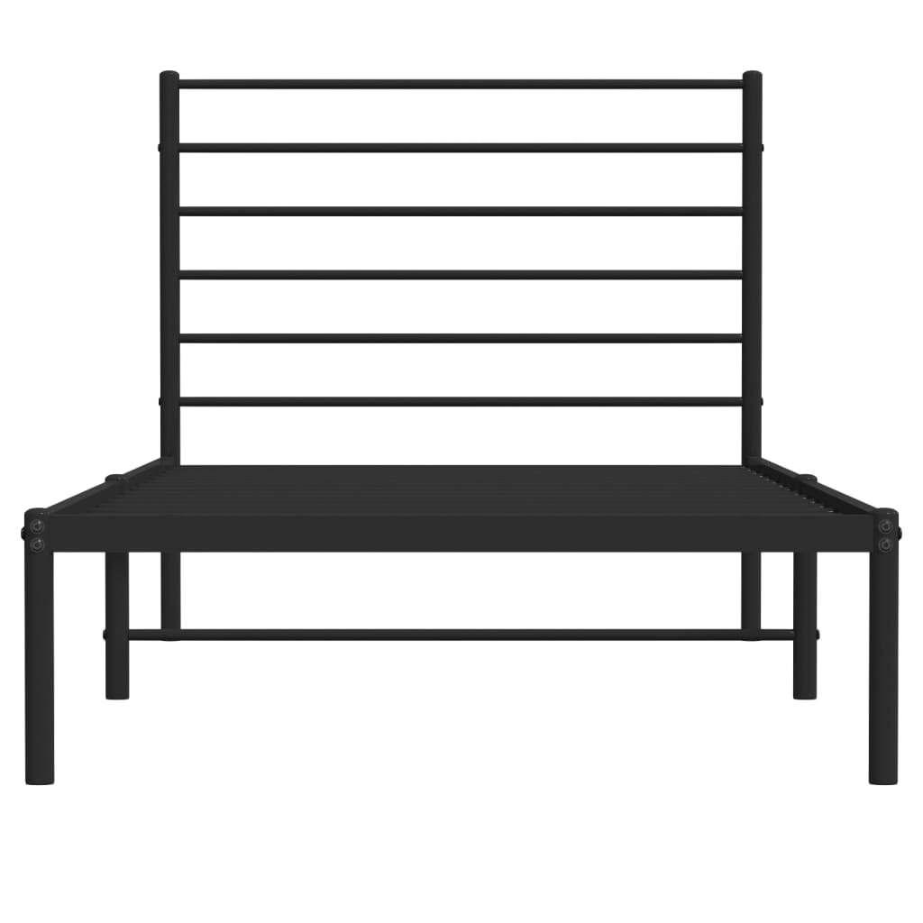Cadre de lit métal sans matelas avec tête de lit noir 90x200 cm - XIOS