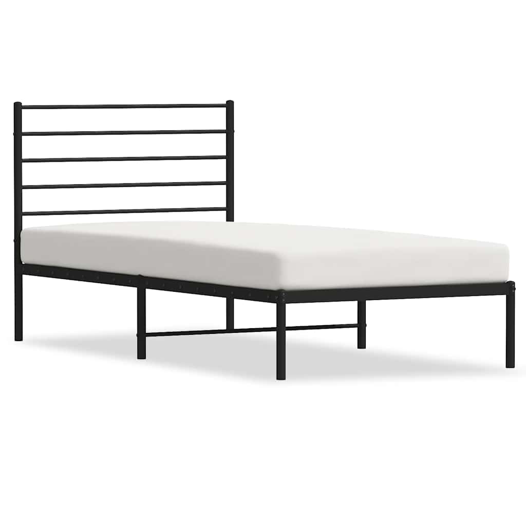 Cadre de lit métal sans matelas avec tête de lit noir 100x190cm - XIOS