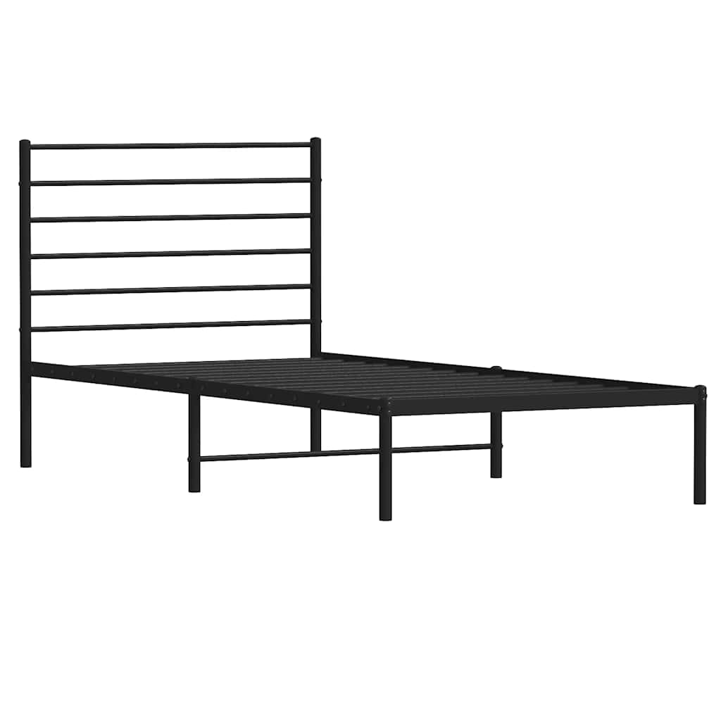 Cadre de lit métal sans matelas avec tête de lit noir 100x190cm - XIOS