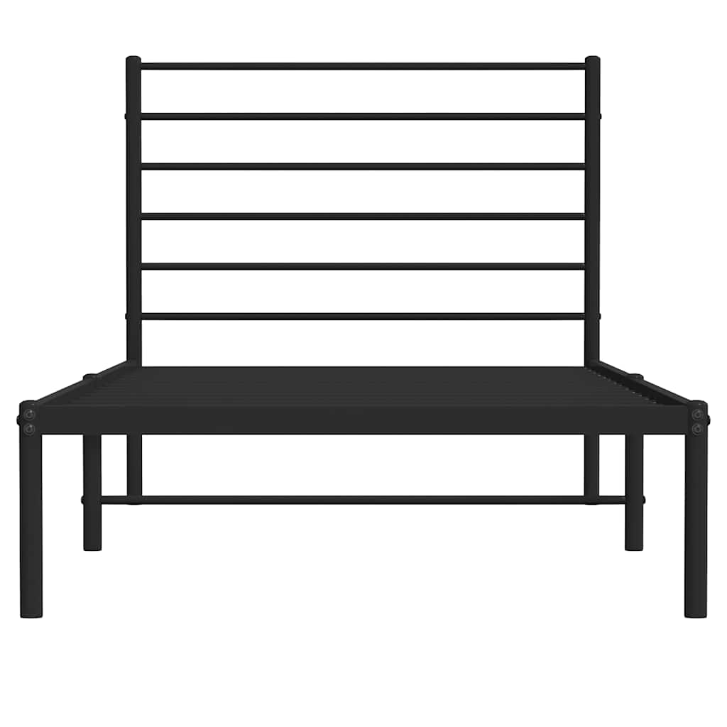 Cadre de lit métal sans matelas avec tête de lit noir 100x190cm - XIOS