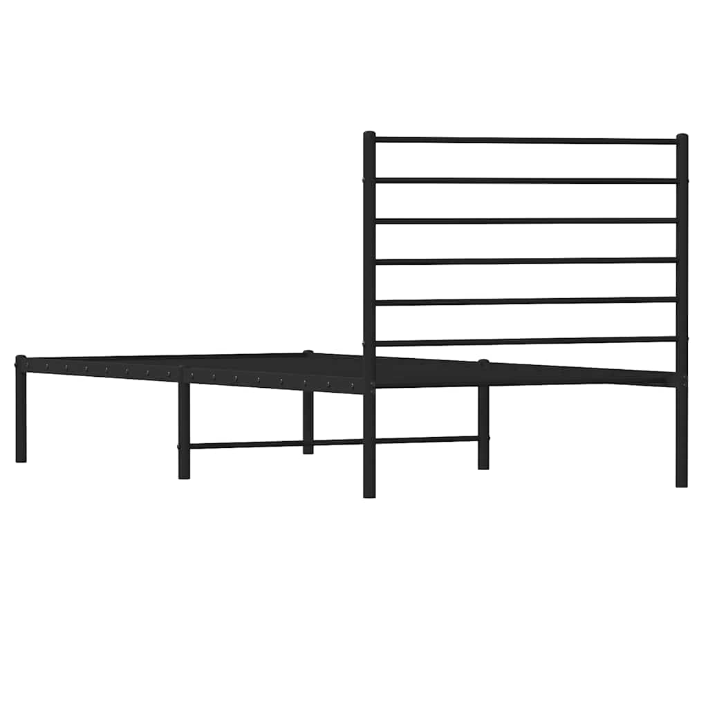 Cadre de lit métal sans matelas avec tête de lit noir 100x190cm - XIOS