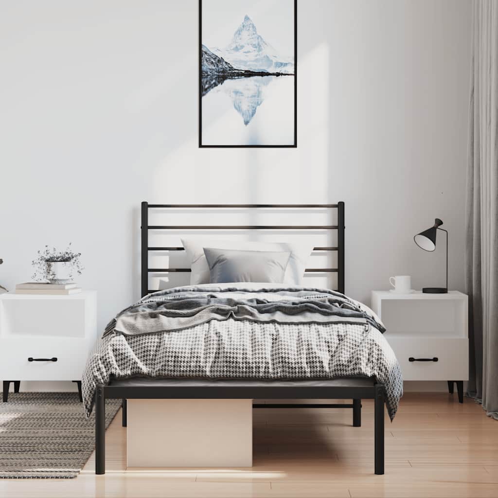 Cadre de lit métal sans matelas avec tête de lit noir 100x200cm - XIOS