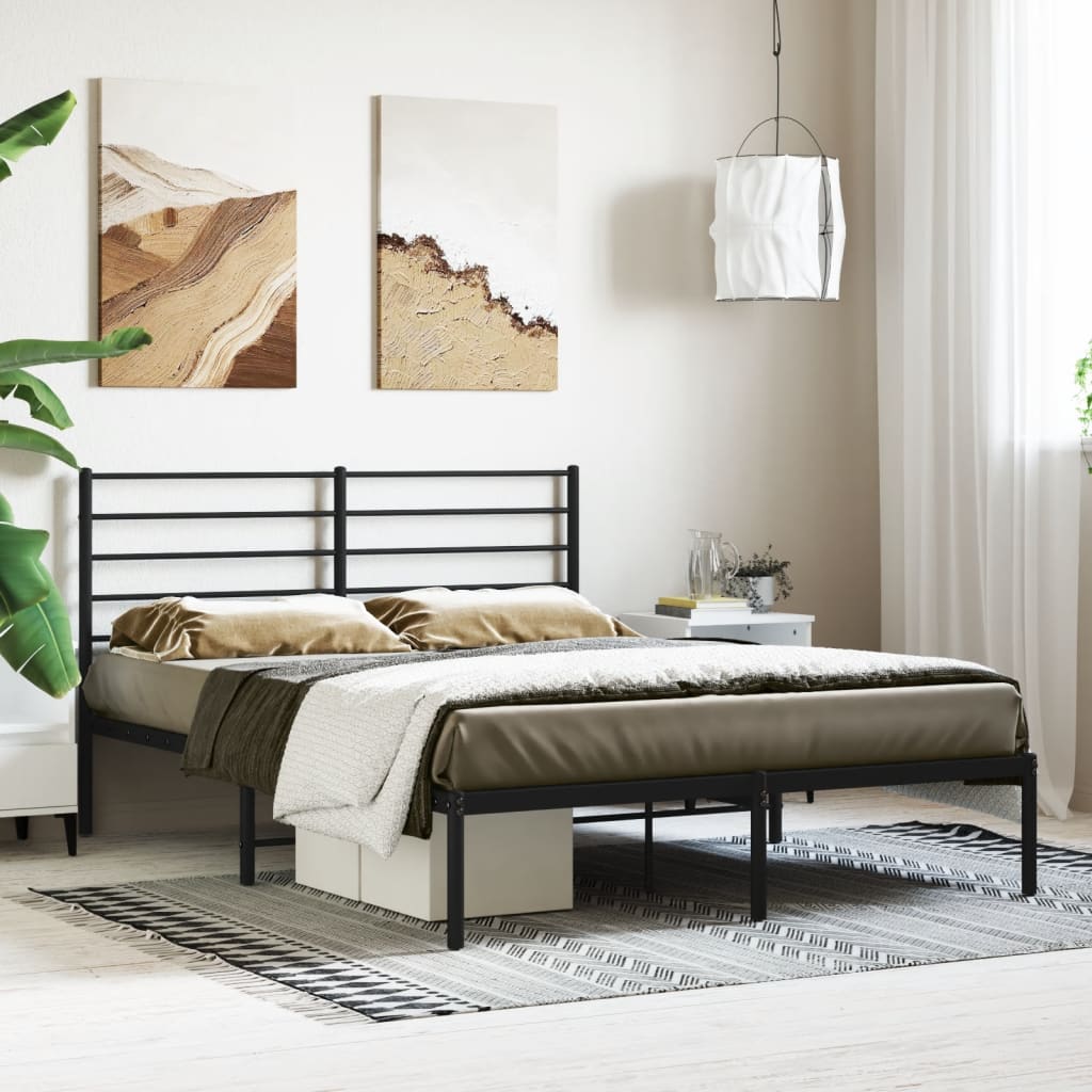 Cadre de lit métal sans matelas avec tête de lit noir 120x190cm - XIOS