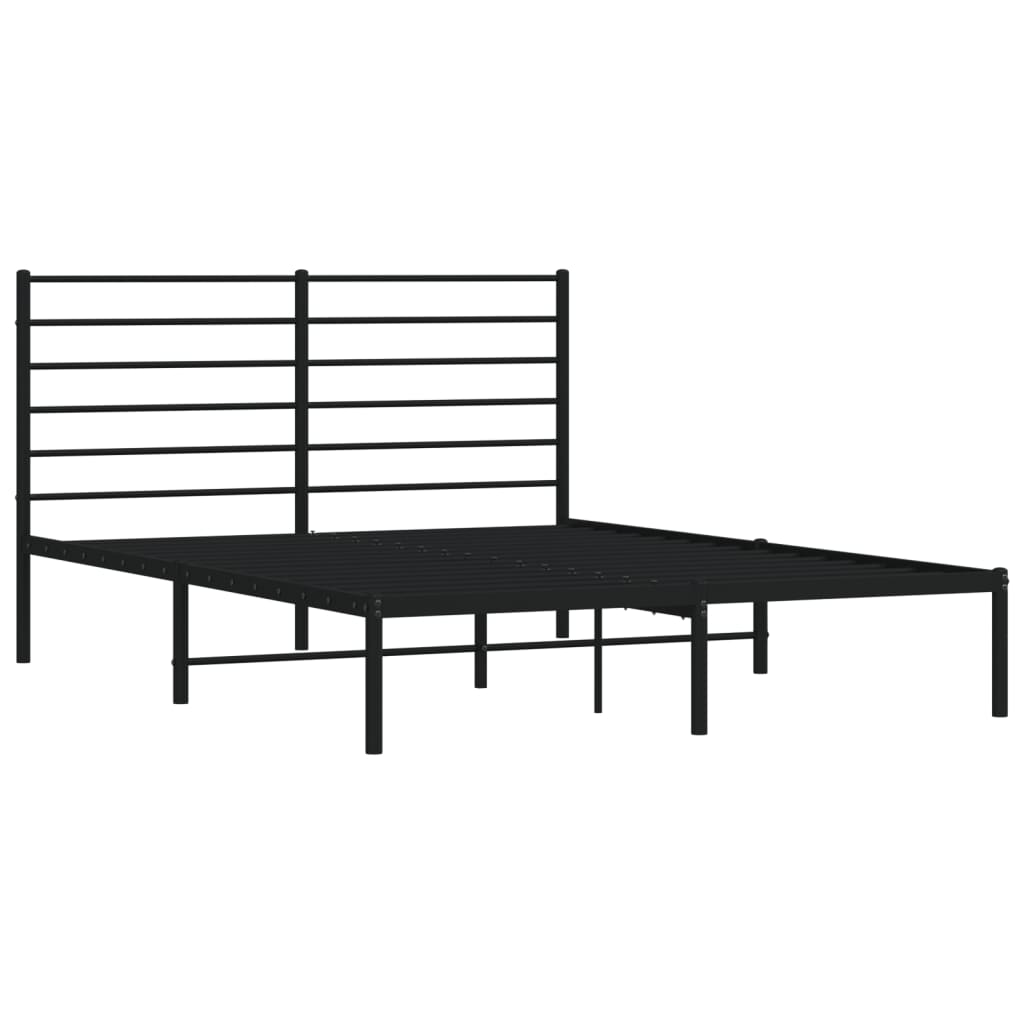 Cadre de lit métal sans matelas avec tête de lit noir 120x200cm - XIOS