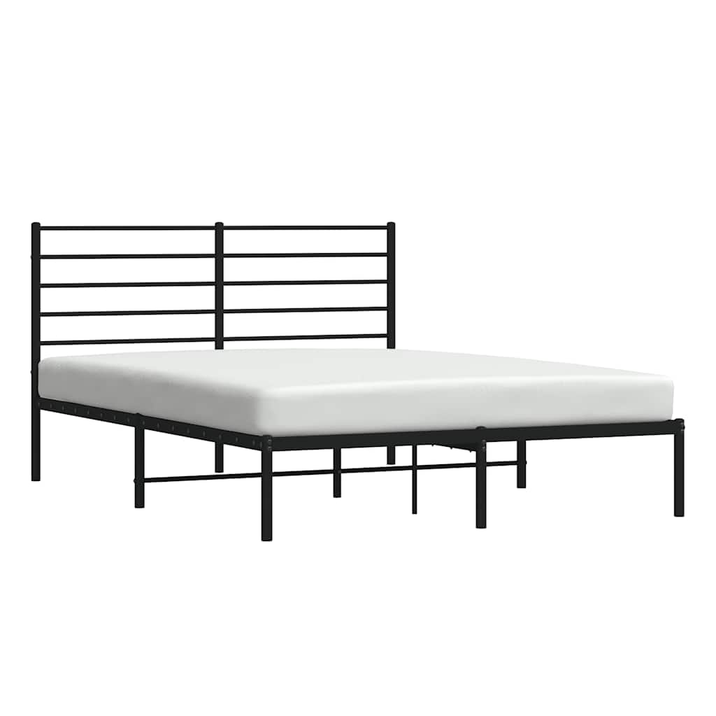 Cadre de lit métal sans matelas avec tête de lit noir 135x190cm - XIOS
