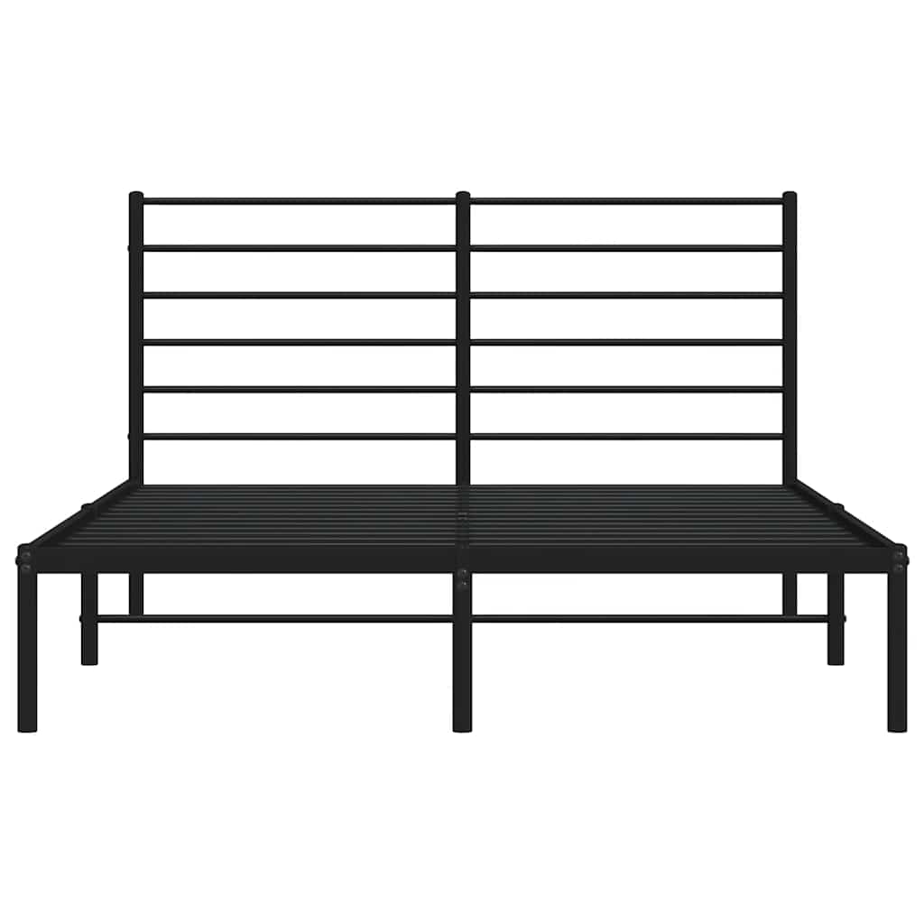 Cadre de lit métal sans matelas avec tête de lit noir 135x190cm - XIOS