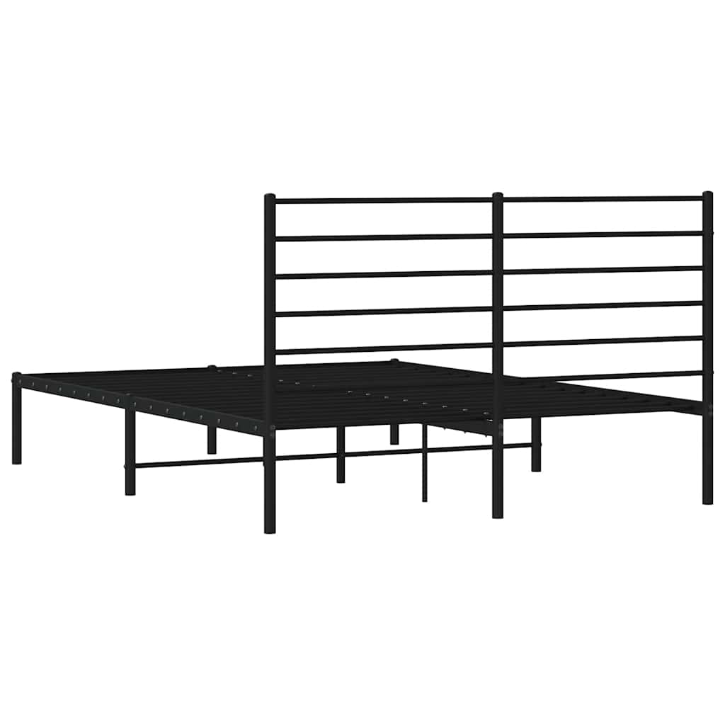 Cadre de lit métal sans matelas avec tête de lit noir 135x190cm - XIOS