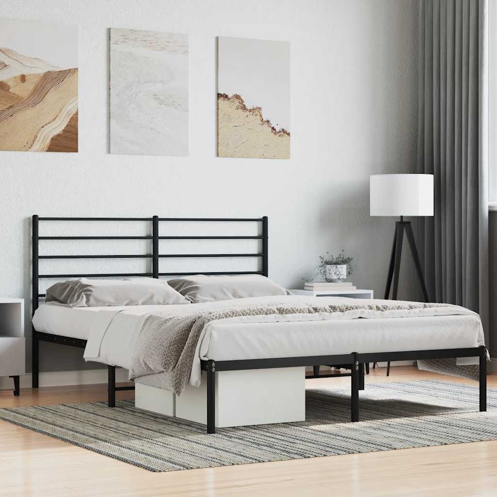 Cadre de lit métal sans matelas avec tête de lit noir 140x200cm - XIOS