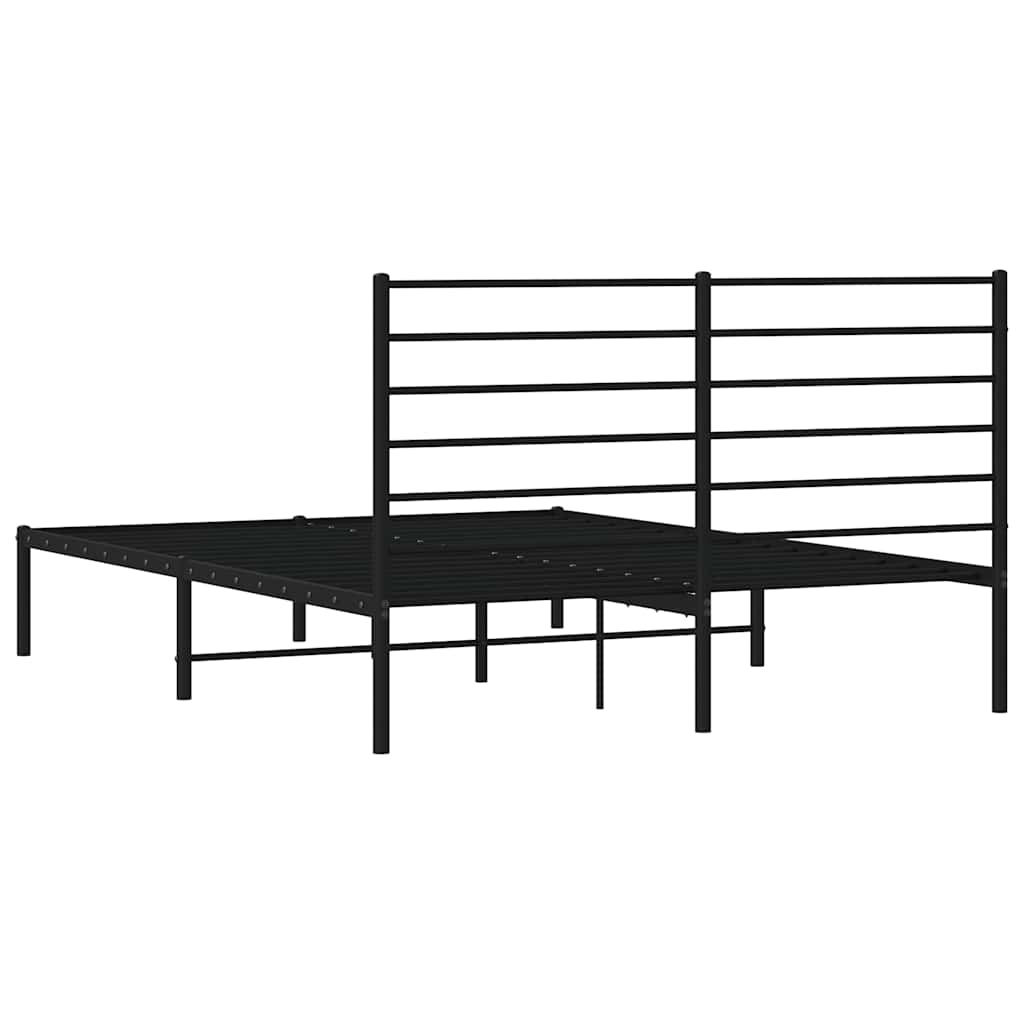 Cadre de lit métal sans matelas avec tête de lit noir 140x200cm - XIOS