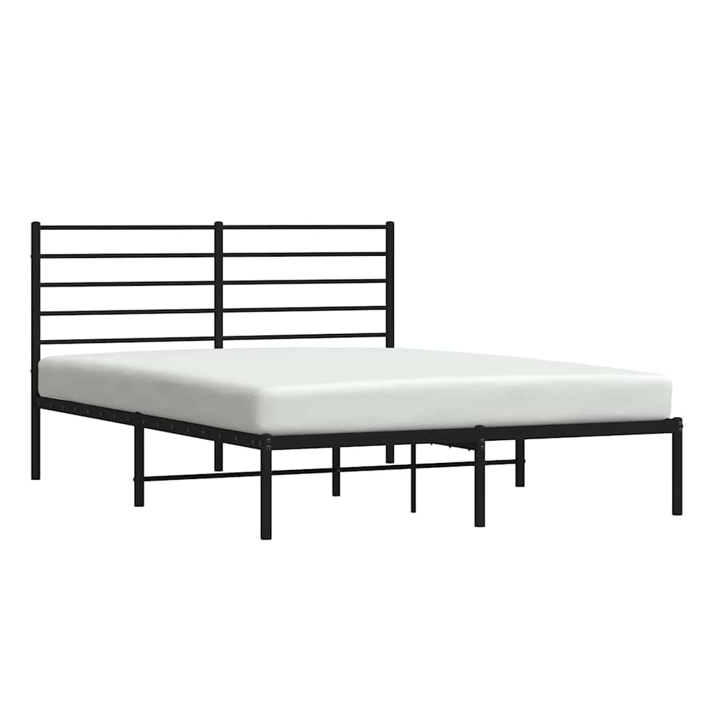 Cadre de lit métal sans matelas et tête de lit noir 160x200 cm - XIOS
