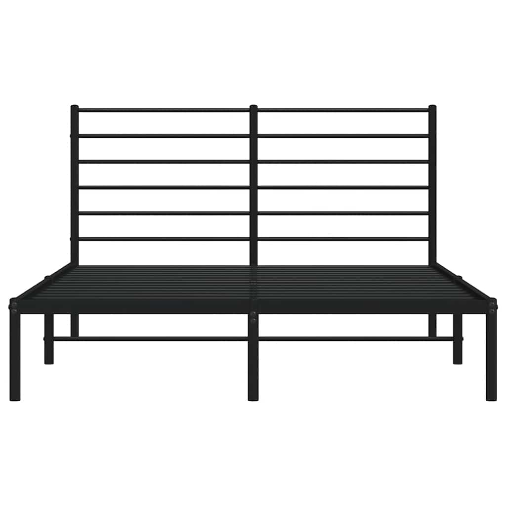 Cadre de lit métal sans matelas et tête de lit noir 160x200 cm - XIOS