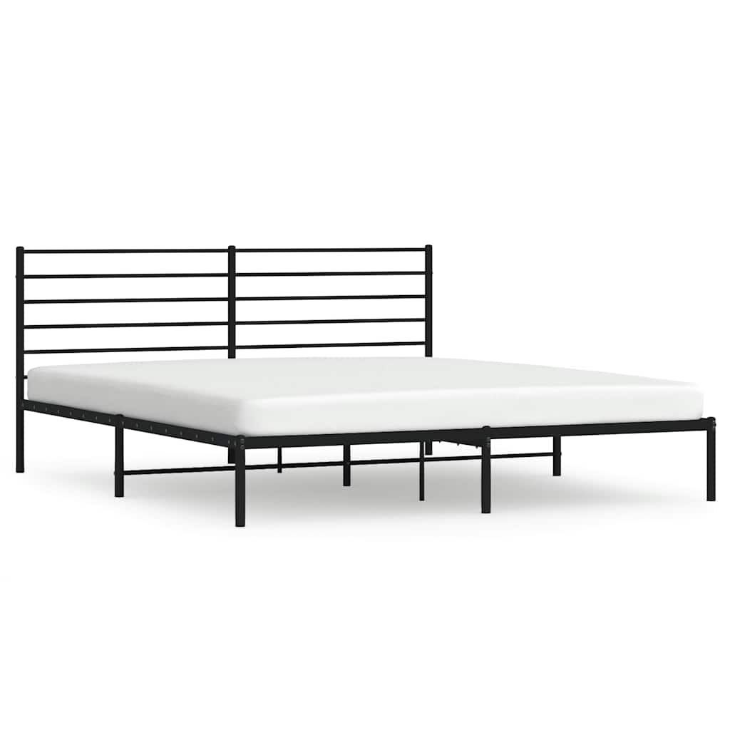 Cadre de lit métal sans matelas et tête de lit noir 180x200 cm - XIOS