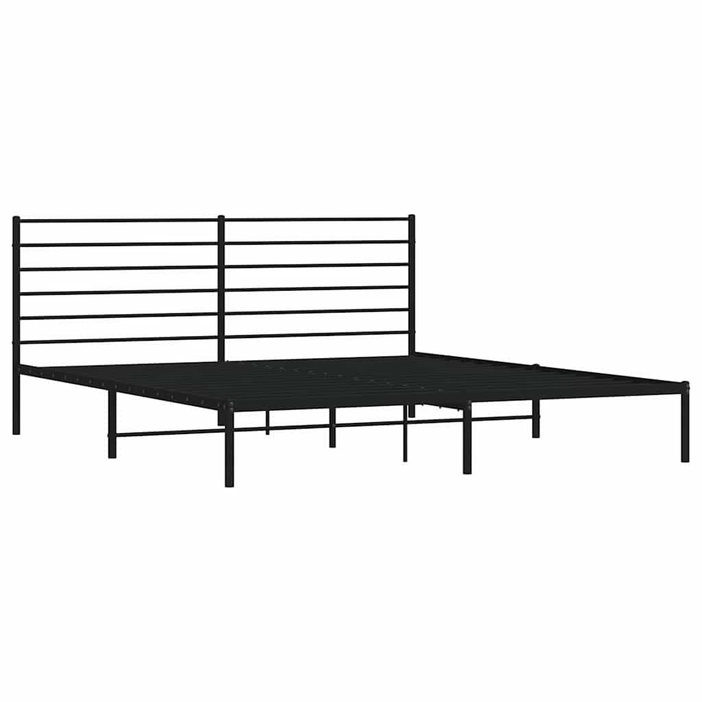 Cadre de lit métal sans matelas et tête de lit noir 180x200 cm - XIOS