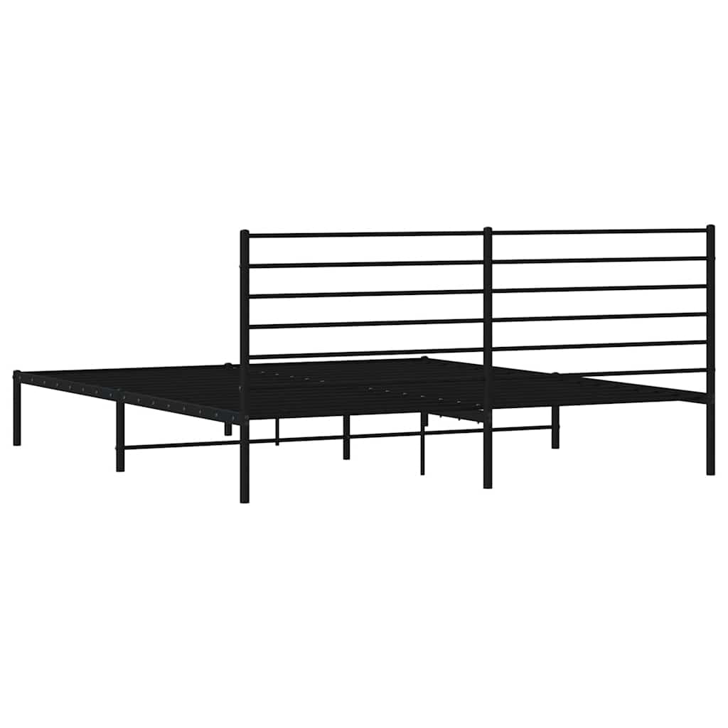Cadre de lit métal sans matelas et tête de lit noir 180x200 cm - XIOS