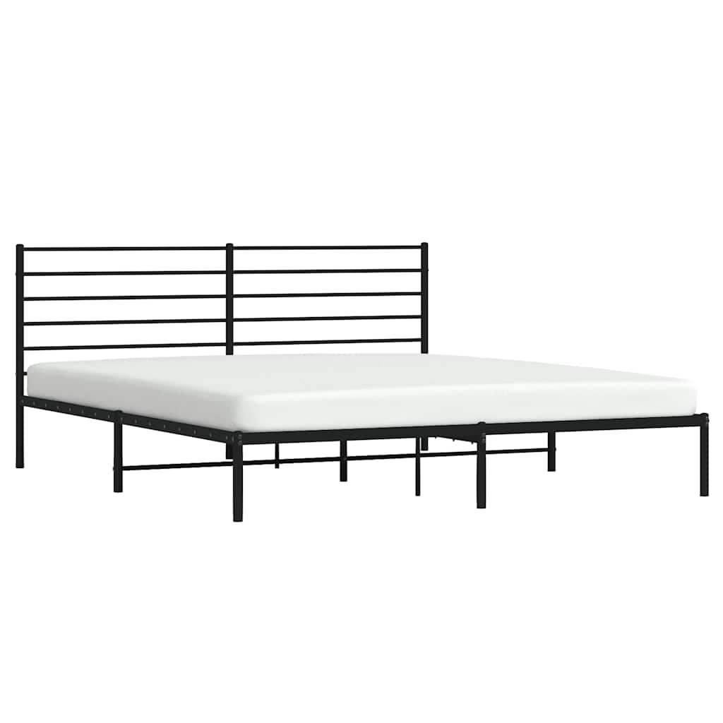 Cadre de lit métal sans matelas avec tête de lit noir 183x213cm - XIOS