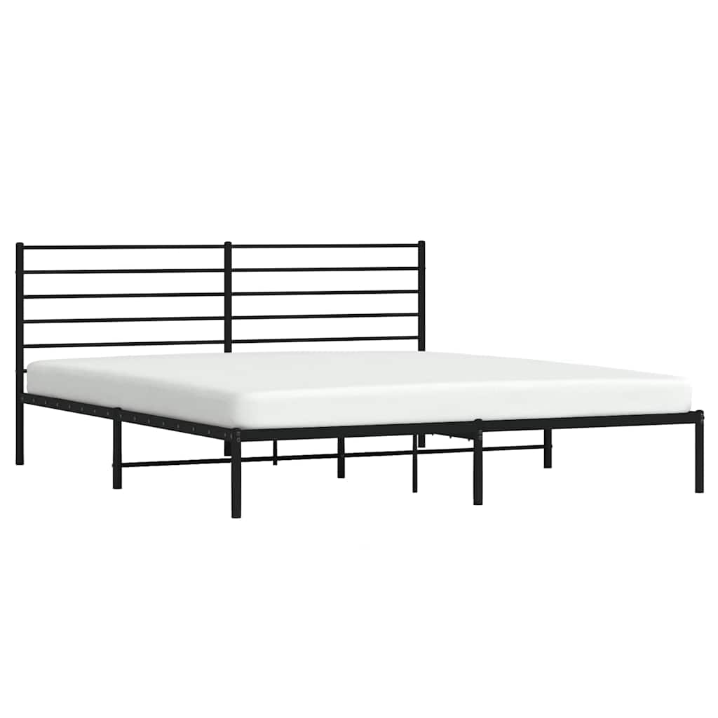 Cadre de lit métal sans matelas avec tête de lit noir 193x203cm - XIOS