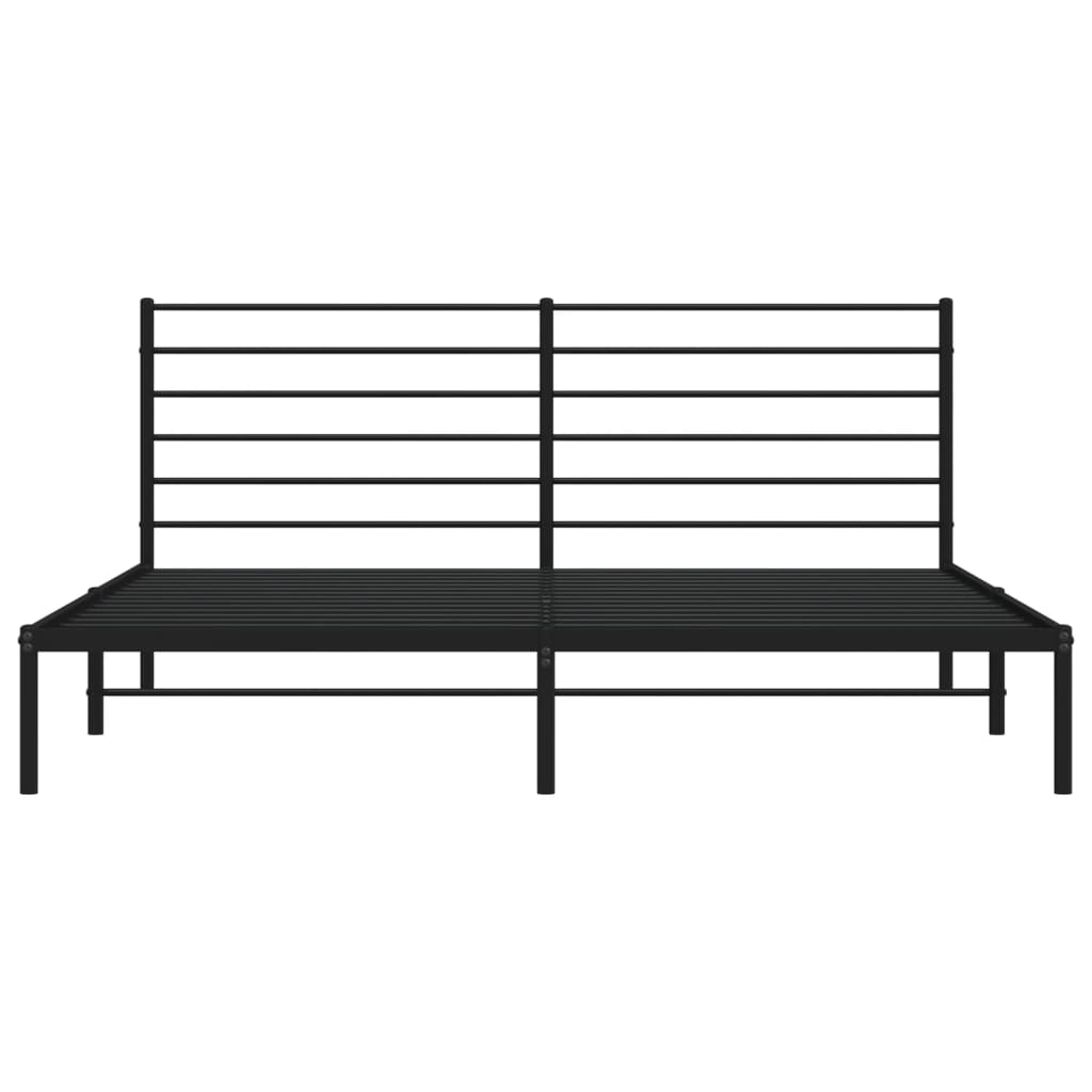 Cadre de lit métal sans matelas avec tête de lit noir 200x200cm - XIOS