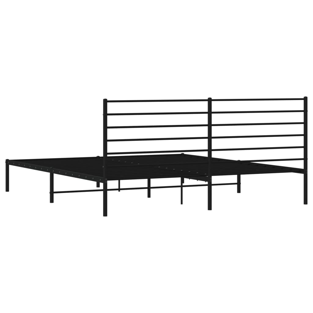 Cadre de lit métal sans matelas avec tête de lit noir 200x200cm - XIOS