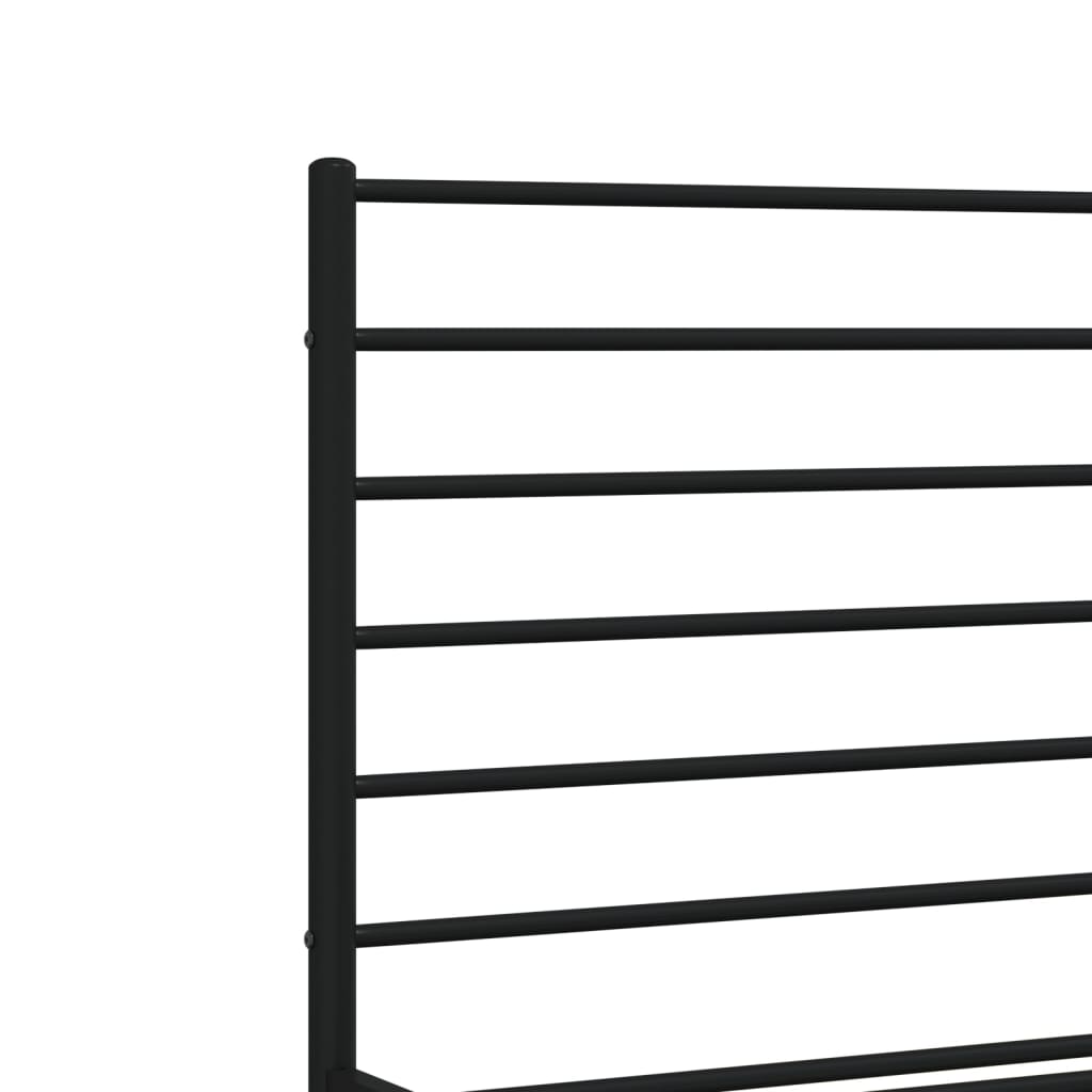 Cadre de lit métal sans matelas avec tête de lit noir 200x200cm - XIOS