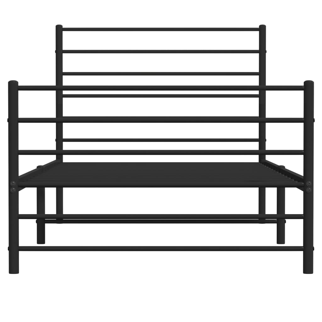 Cadre de lit métal sans matelas avec pied de lit noir 90x190 cm - XIOS