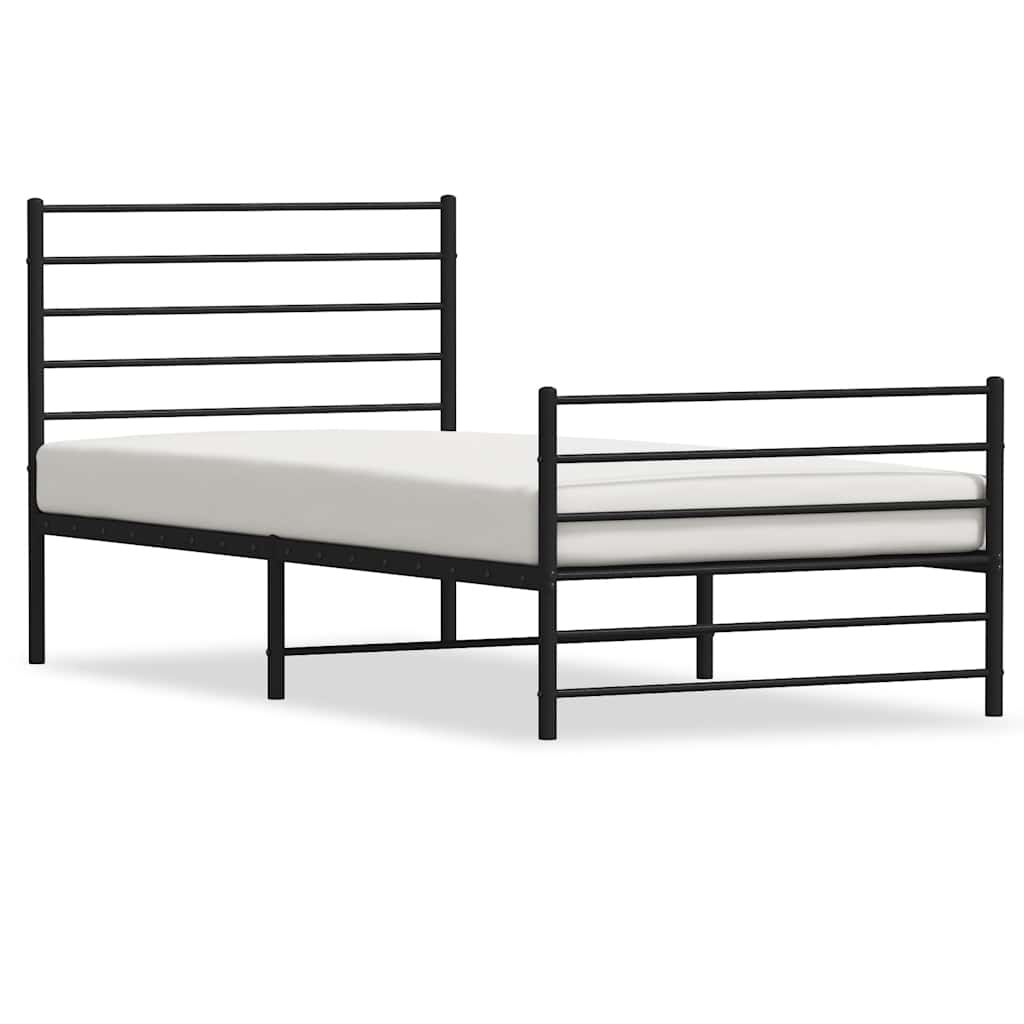 Cadre de lit métal sans matelas et pied de lit noir 100x200 cm - XIOS