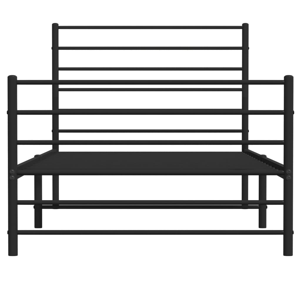 Cadre de lit métal sans matelas avec pied de lit noir 107x203cm - XIOS