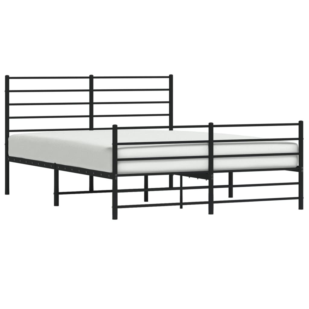 Cadre de lit métal sans matelas avec pied de lit noir 120x190cm - XIOS